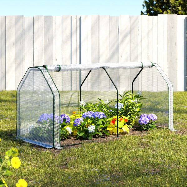  Mini Greenhouse PE Cover Green House Roll-Up Zippered Door 1.2x0.5x0.6M