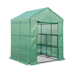 Greenhouse Tunnel - Walk-In Garden Shed with 8 Shelves 1.4x1.55x2m
