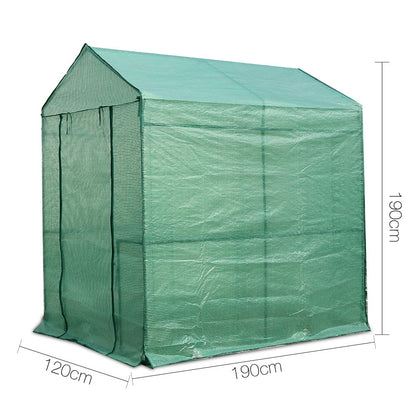 Greenhouse Tunnel - Walk-In Garden Shed with 4 Shelves 1.2x1.9x1.9m