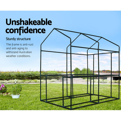 Greenhouse Tunnel - Walk-In Garden Shed with 4 Shelves 1.2x1.9x1.9m