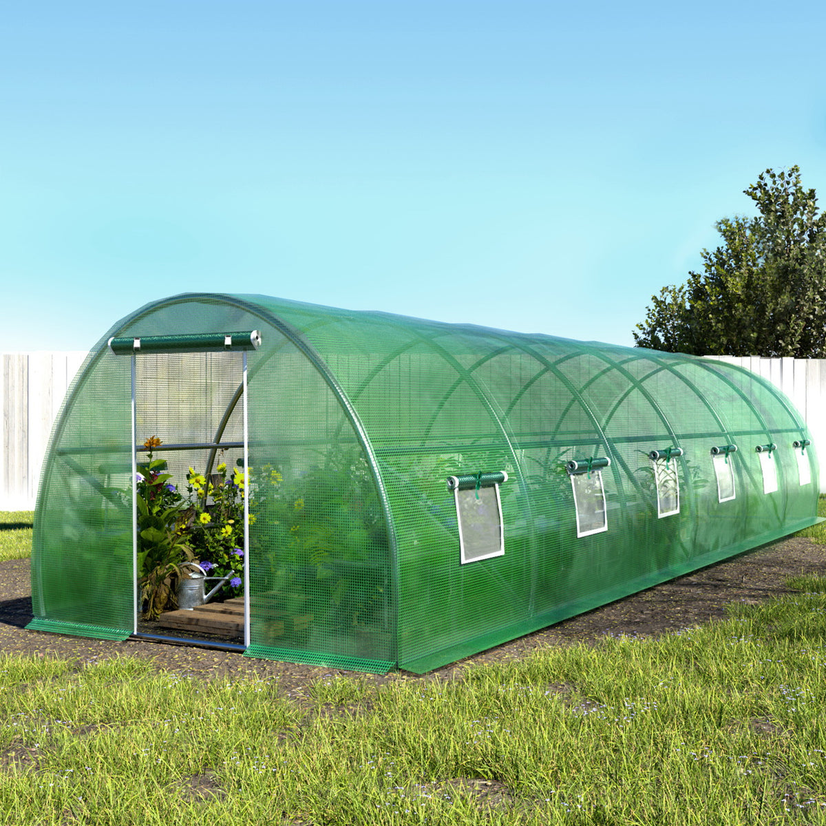 Greenhouse 9x3x2M Walk in Green House Tunnel Plant Garden Shed Dome