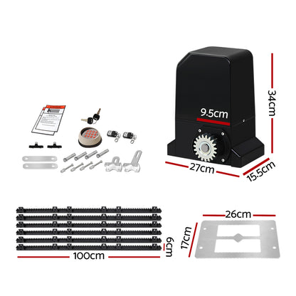 Automatic Sliding Gate Opener Kit Keypad 6M 1000Kg