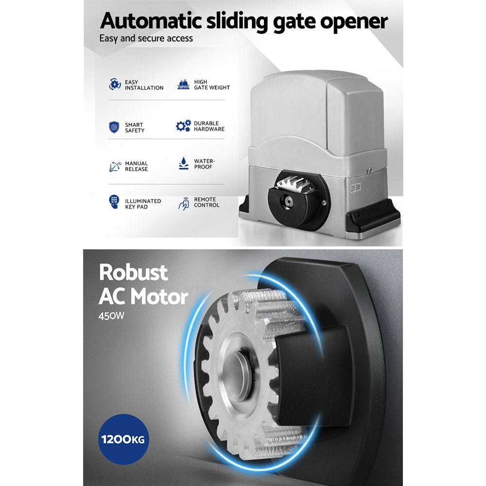 Automatic Sliding Gate Opener Kit Keypad 4M 1200Kg