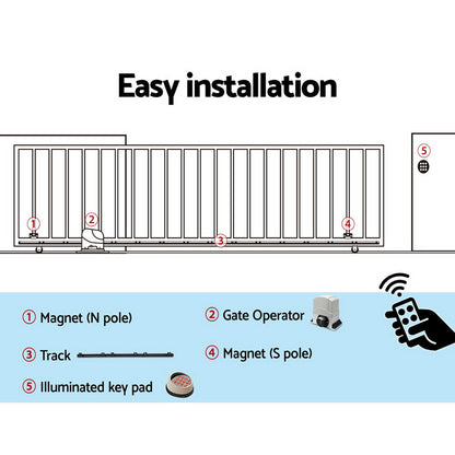 Automatic Sliding Gate Opener Kit Keypad 6M 1200Kg