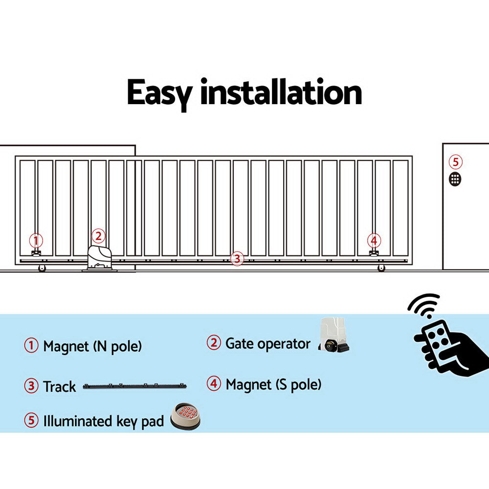 Automatic Sliding Gate Opener Kit Keypad 4M 1800Kg