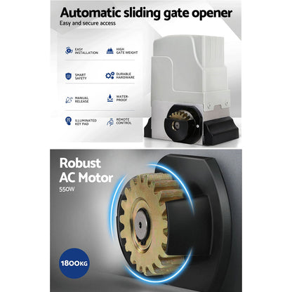 Automatic Sliding Gate Opener Kit 6M 1800Kg