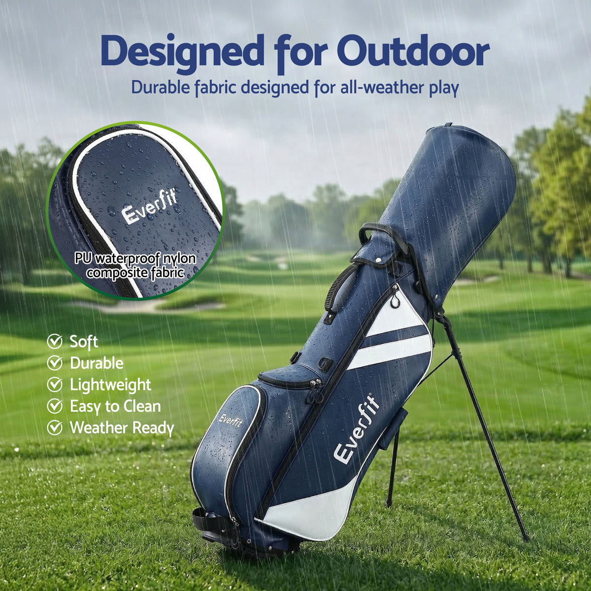 Golf Stand Bag Dual Strap Club Divider Blue | HomeAndLiving