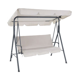 Outdoor Swing Chair Garden Chair Bench Furniture Canopy 3 Seater Beige