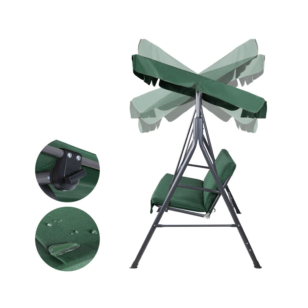 Outdoor Swing Chair Garden Chair Bench Furniture Canopy 3 Seater Green