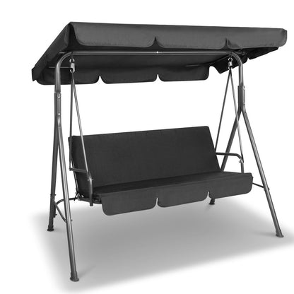 Outdoor Swing Chair Garden Chair Bench Furniture Canopy 3 Seater Black - 170×110×155cm