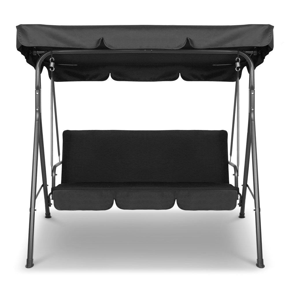 Outdoor Swing Chair Garden Chair Bench Furniture Canopy 3 Seater Black - 170×110×155cm