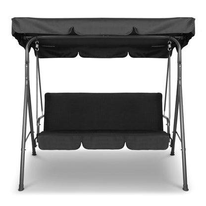 Outdoor Swing Chair Garden Chair Bench Furniture Canopy 3 Seater Black - 170×110×155cm