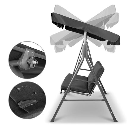 Outdoor Swing Chair Garden Chair Bench Furniture Canopy 3 Seater Black - 170×110×155cm