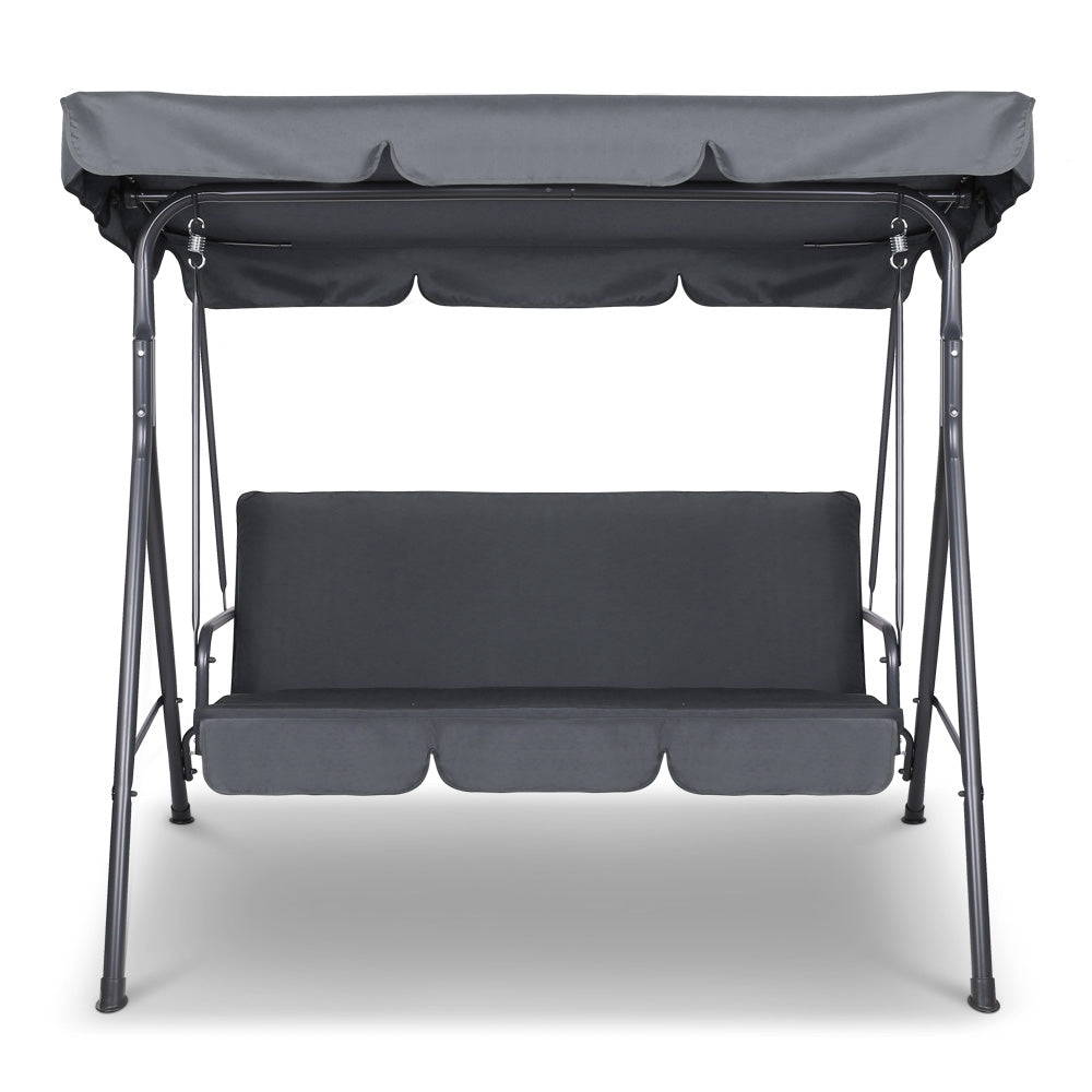 Outdoor Swing Chair Garden Chair Bench Furniture Canopy 3 Seater Grey