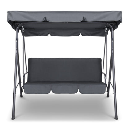 Outdoor Swing Chair Garden Chair Bench Furniture Canopy 3 Seater Grey