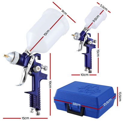 2-Pack HVLP Air Spray Guns with Gravity Feed Cup and Nozzles
