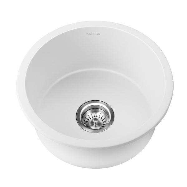  Kitchen Sink Basin Stone Sink Bathroom Laundry Single Bowl 430mmx430mm WH