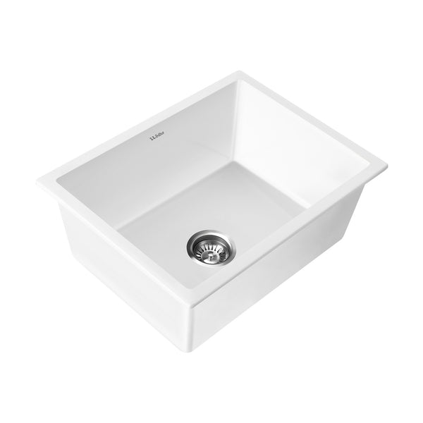  Kitchen Sink Basin Stone Sink Bathroom Laundry Single Bowl 590mmx450mm WH