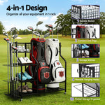 Golf Bag Storage Golf Storage Garage Organizer with Wheels Black