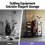 Golf Bag Storage Golf Storage Garage Organizer with Wheels Black