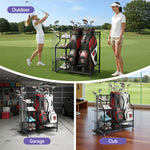 Golf Bag Storage Golf Storage Garage Organizer with Wheels Black