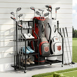 Golf Bag Storage Golf Storage Garage Organizer with Wheels Black
