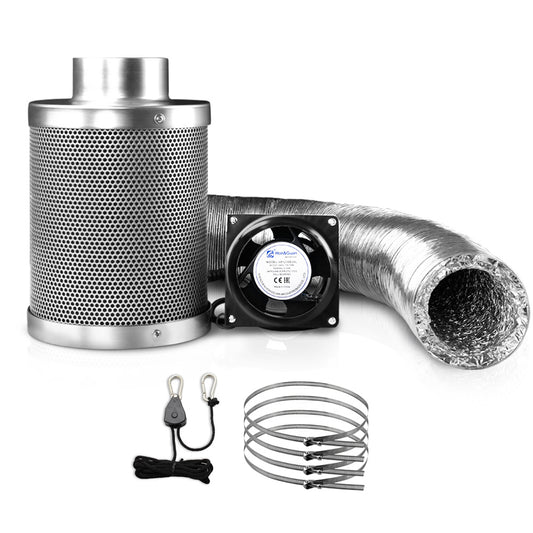 4" Ventilation Kit with Fan, Carbon Filter & Duct - Hydroponics Grow Tent