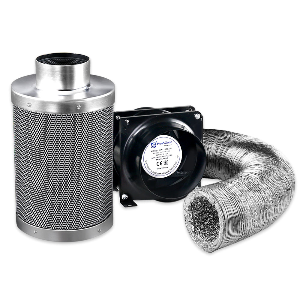 4" Ventilation Kit with Fan, Carbon Filter & Duct - Hydroponics Grow Tent