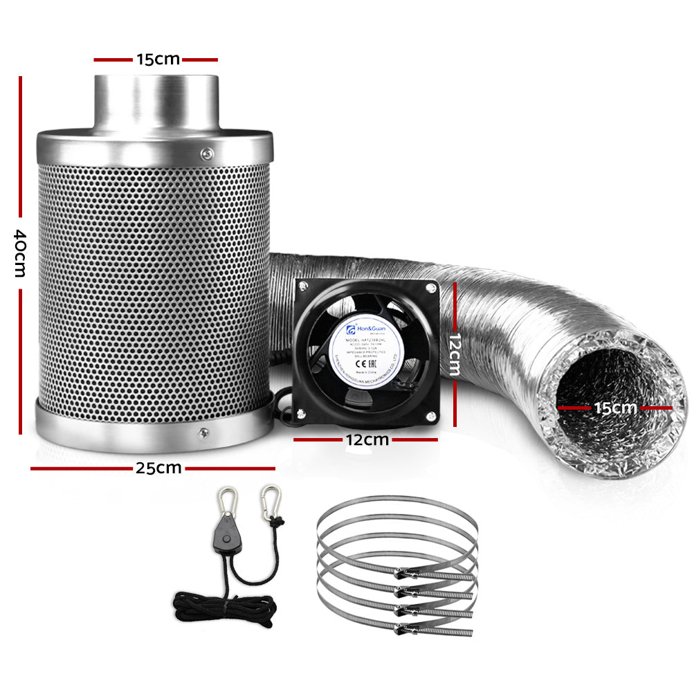 6" Ventilation Kit with Fan, Carbon Filter & Duct - Hydroponics Grow Tent