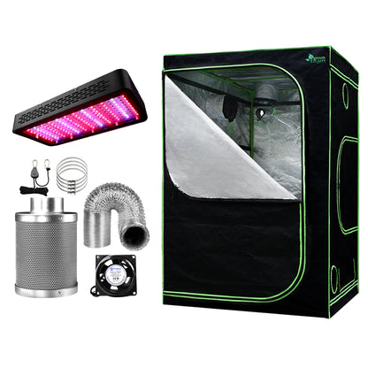 Grow Tent Light Kit LED 1200W Full Spectrum 6" Vent 150x150x200CM