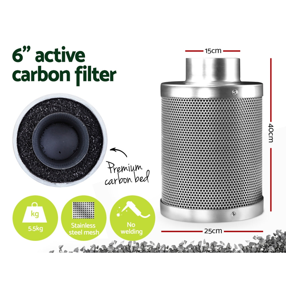 Grow Tent Light Kit LED 1200W Full Spectrum 6" Vent 150x150x200CM