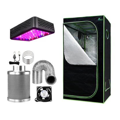 60X60X140Cm Grow Tent Light Kit With 600W Led & 4" Vent Fan