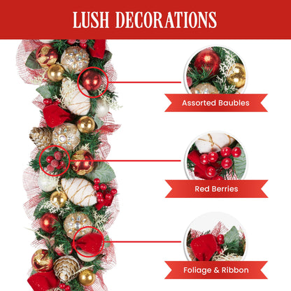 100cm Festive Floral Christmas Garland