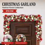 274cm Festive Floral Christmas Garland