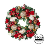 Festive Floral Christmas Wreath - 56cm