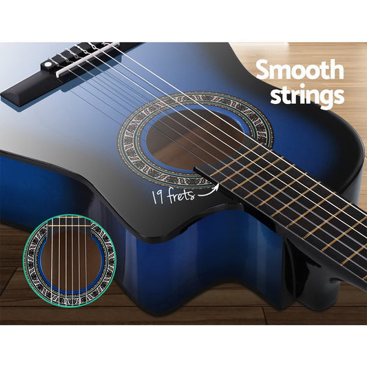 34 Inch Classical Guitar Wooden Body Nylon String Beginner Kids Gift Blue