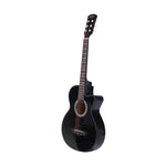 38 Inch Acoustic Guitar Wooden Body Steel String Full Size Cutaway Black