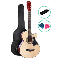 38 Inch Acoustic Guitar Wooden Body Steel String Full Size Cutaway Wood