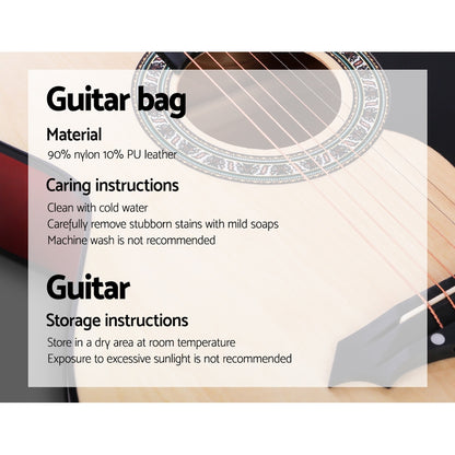 38 Inch Acoustic Guitar Wooden Body Steel String Full Size Cutaway Wood