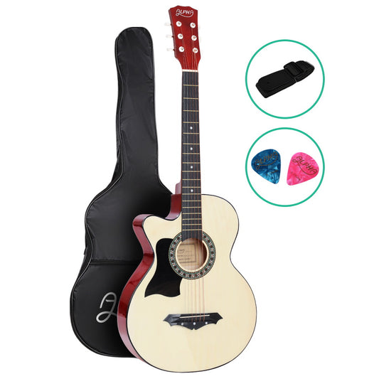 38 Inch Acoustic Guitar Wooden Body Steel String Full Size Left Handed