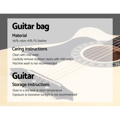 38 Inch Acoustic Guitar Wooden Body Steel String Full Size Left Handed