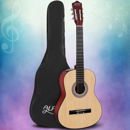 39 Inch Classical Guitar Wooden Body Nylon String Beginner Gift Natural