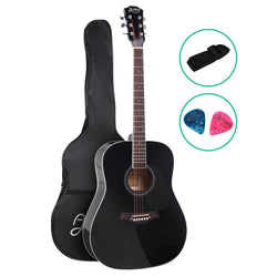 41 Inch Acoustic Guitar Wooden Body Steel String Dreadnought Black