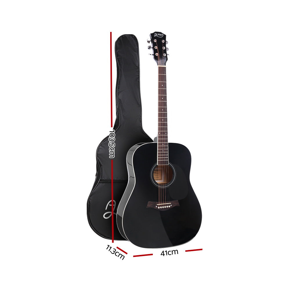 41 Inch Acoustic Guitar Wooden Body Steel String Dreadnought Black