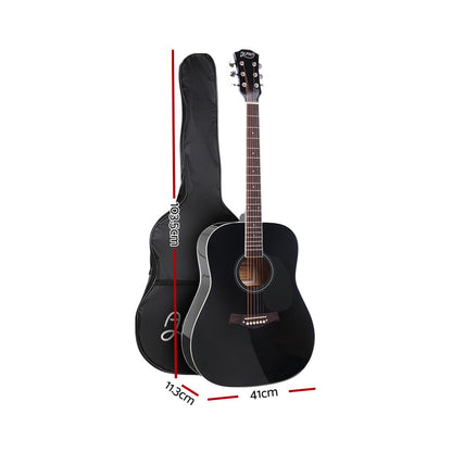 41 Inch Acoustic Guitar Wooden Body Steel String Dreadnought Black
