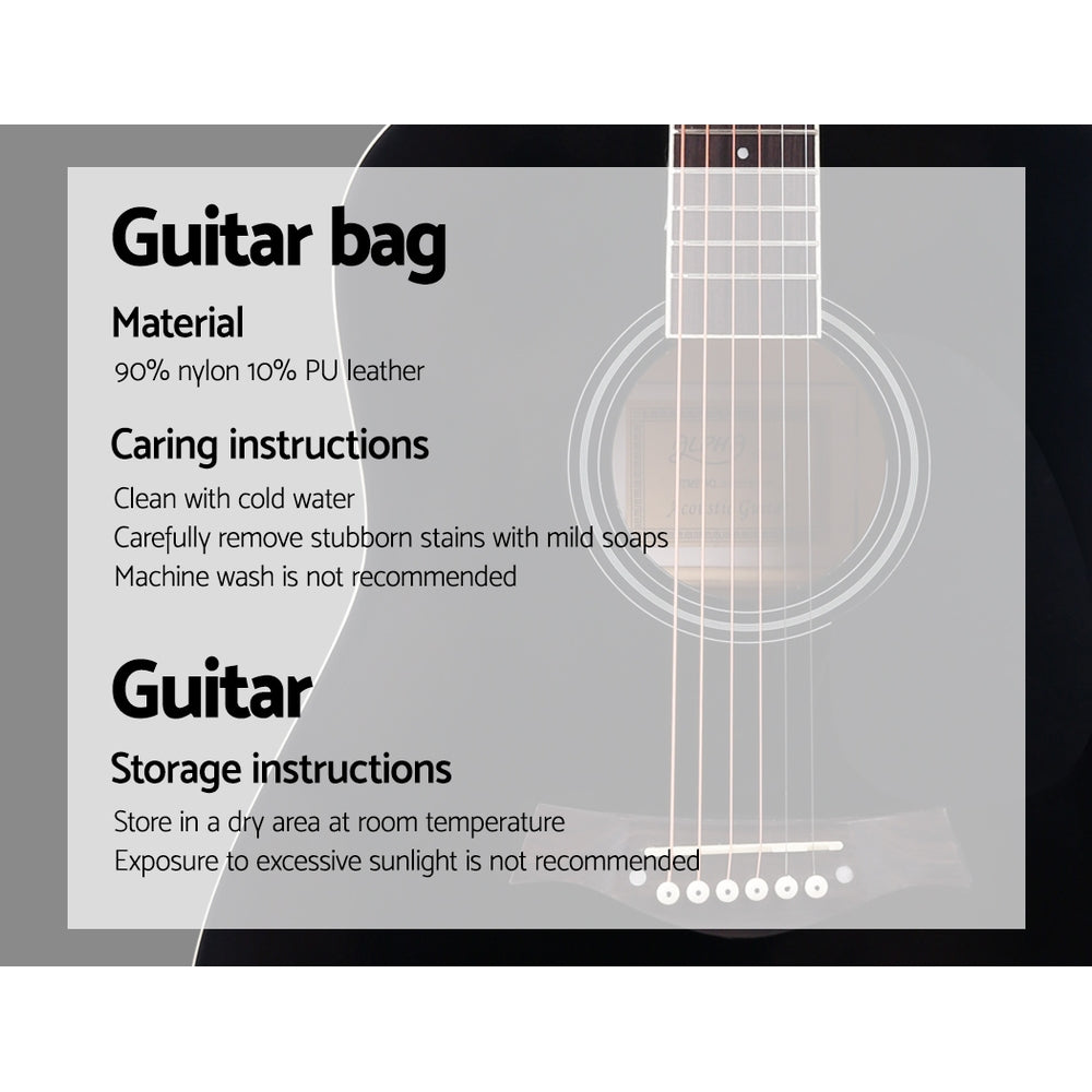 41 Inch Acoustic Guitar Wooden Body Steel String Dreadnought Black