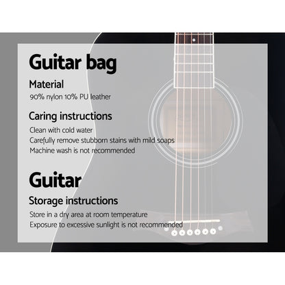41 Inch Acoustic Guitar Wooden Body Steel String Dreadnought Black
