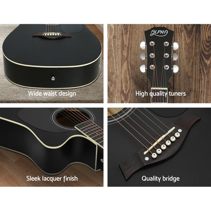 41 Inch Acoustic Guitar Equaliser Electric Output Jack Cutaway Black