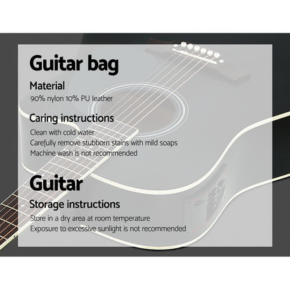 41 Inch Acoustic Guitar Equaliser Electric Output Cutaway W/ Stand Black