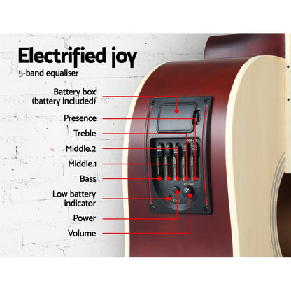 41 Inch Acoustic Guitar Equaliser Electric Output Jack Cutaway Wood